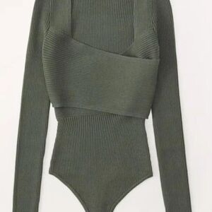 Abercrombie & Fitch LuxeLoft Wrap Bodysuit in Green